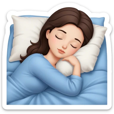 Brunette girl sleeping in the bed sticker