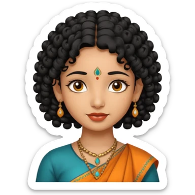 Indian fat girl south Indian curly short black hair tan sticker