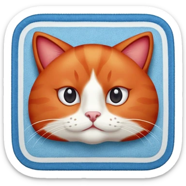 red chat with white spot under and in the middle of the face on a Arab light blue rug sticker