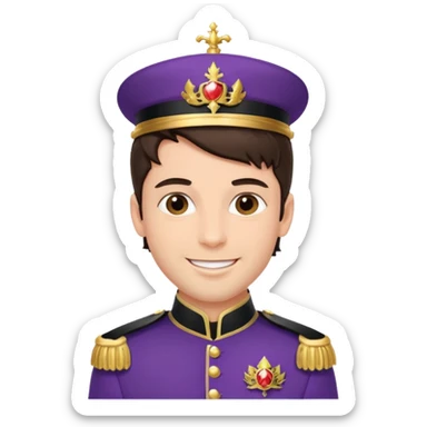 very handsome cool brunette male prince with royal uniform sticker