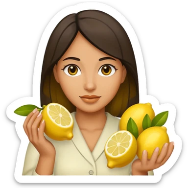 Woman holding lemons sticker
