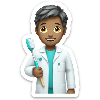 dentist boy with a toothbrush in his hand sticker
