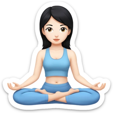 Yoga girl white skin black hair sticker