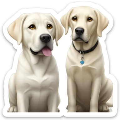 White labrador sitting next to black labrador which is little bit bigger  sticker