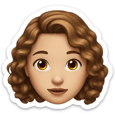 a young girl with curled brown hair and brown yeyes sticker