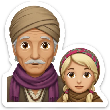 Elderly male gypsy and blonde female gypsy sticker