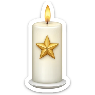 white candle with a star base sticker