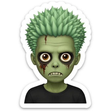 zombie boy with spiky Afro Freeform’s hair and black shirt sticker