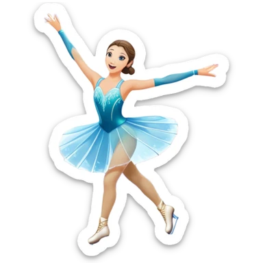 An icon of a theatrical ice show with close-up costumed figure skater performing a dramatic scene on a glowing ice stage. Spotlights, colorful scenery, and a cheering audience in a grand arena convey the magic and artistry of the ice performance. Transparent background included. sticker