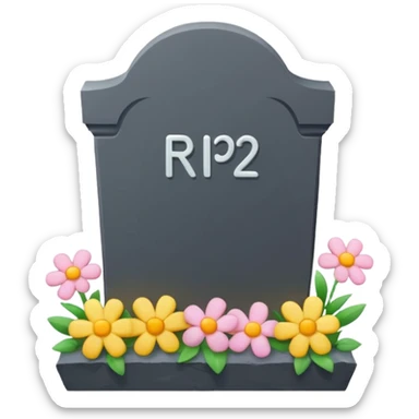 Cute emoji illustration of a tombstone with text "RIP 20’s", small flowers, ironic and playful mood, pastel colors, minimal flat emoji style, clean background, high resolution, suitable for WhatsApp profile and print sticker