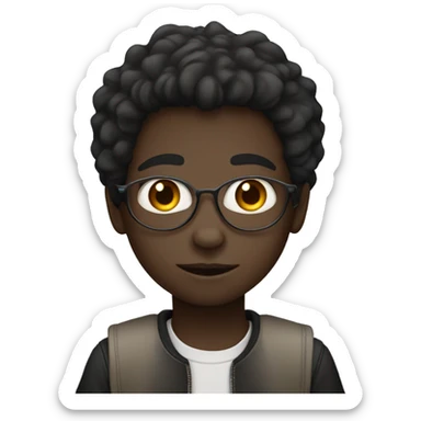 An african boy sitting in front of the hp laptop with fair skin color and a decent hairstyle  sticker