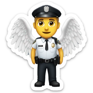 A White Police man with ANGEL WINGS sticker