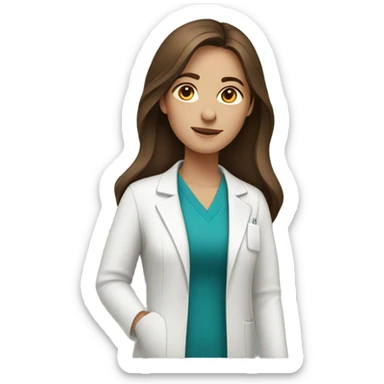 pharmacist female with long brown hair, no glasses sticker