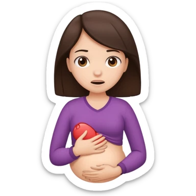  a brunette girl suffering from menstrual cramps sticker