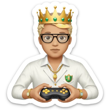 un principe con una corona de rolex con unos lentes Versace máscara y una camisa chemise Game pads sticker