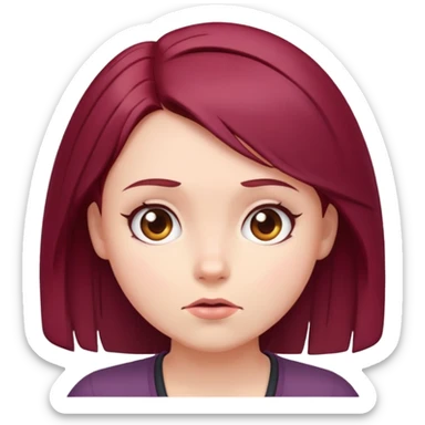 Beautiful long burgundy haired girl, shrugging shoulders sticker