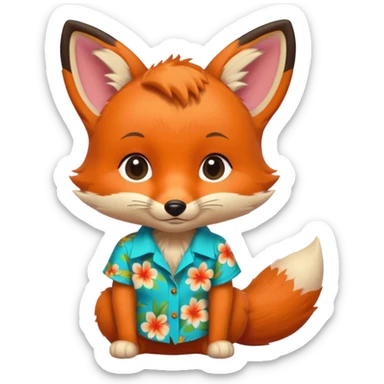 baby fox with aloha shirt sticker