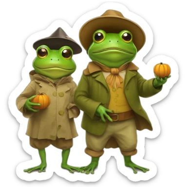 frog and toad trick or treating sticker