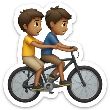 Two boys on bike sticker