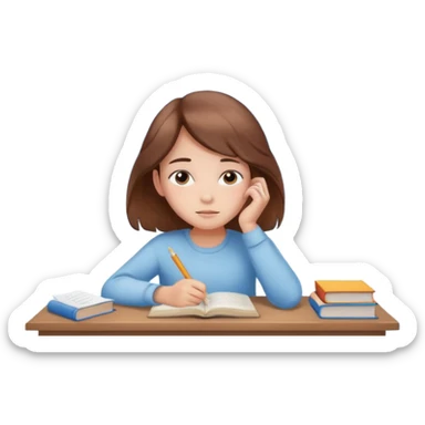 determined shy girl who is dreaming of 100%on her exam in a dream cloud   brown hair sticker