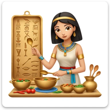 ancient Egyptian cooking scene in hieroglyphic style sticker