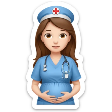pregnant long haired nurse sticker