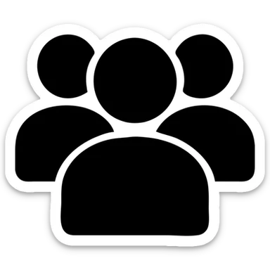 simple silhouette representing followers: group of stylized people, no facial details, solid shape without borders, orange color #fe6601, transparent background sticker