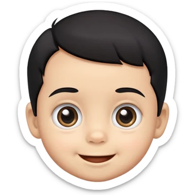 Smiling baby boy face with big eyes, medium skin tone, and black hair sticker