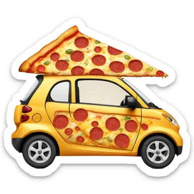 smart car made out of pizza ingredients  sticker
