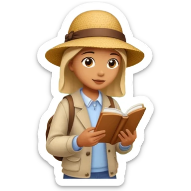 someone who's walking on a path and the person is reading a panel to learn about a flower sticker