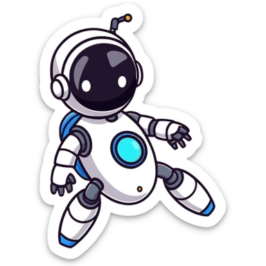 Cute robot transforming into faster upgraded version with upward motion sticker