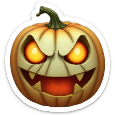 Scary Looking Pumpkin With Red Eyes and a crooked smile sticker