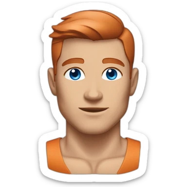 fitness man blue eyes slick copper hair clean shaven sticker