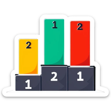 leaderboard podium with 1st, 2nd, 3rd rankings clearly labeled sticker