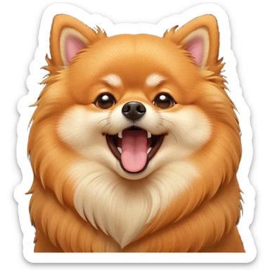 Cinematic Cute Yawning Orange Pomeranian Portrait Emoji, Head tilted slightly with a dramatic, wide-open yawn, showcasing a soft, fluffy orange Fur with a subtle shimmer, floppy ears slightly drooping, round brown eyes barely open in drowsy contentment, Simplified yet irresistibly adorable features, highly detailed, glowing with a soft, cozy glow, high shine, relaxed yet expressive, stylized with a touch of whimsy, bright and endearing, soft glowing outline, capturing the essence of a sleepy yet affectionate companion, so drowsy it feels like it could stretch right out of the screen and curl up for a nap! sticker