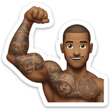 Flexing arm brown tattoo sleeve  sticker