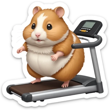 fat hamster big belly trying to run on treadmill  sticker