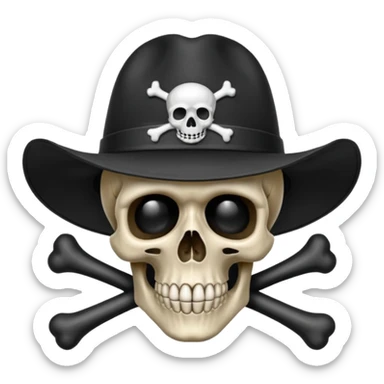 A skull and crossbones wearing a hat like vampire hunter D. sticker