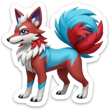  Shiny red white blue cyan Zigzagoon-Lycanroc-Hybrid (Full body) sticker