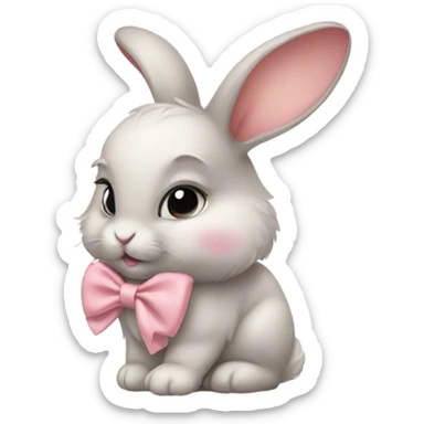 Baby bunny with coquette bow on ear sticker