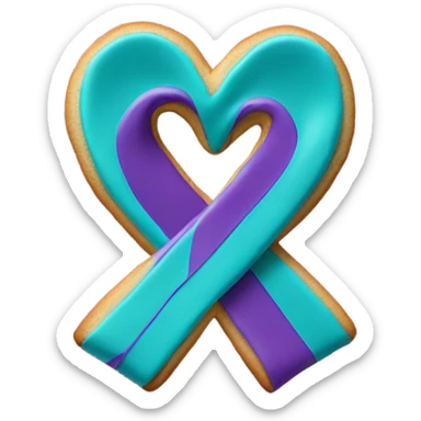 Purple teal Suicide awareness ribbon, heart cookie sticker