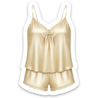 Cream satin camisole pajam sticker