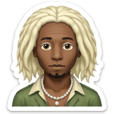 Black Male bob marley inspired hair platinum blonde with pearls makeup only head sticker