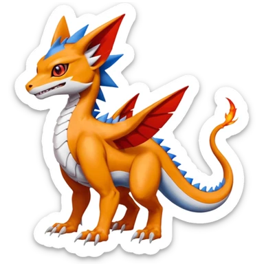 Gabite-Veemon-Raidramon-Digimon-Latias-Peppercat-Pokémon-Flamedramon-fusion-animal-hybrid-creature, Full body  sticker