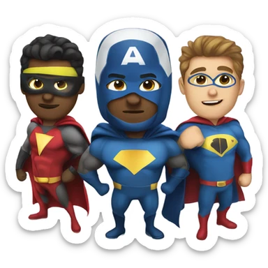 Three coworkers as super heros sticker