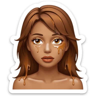 Brown Hair, Woman, white paint drip, face, hot, Sexy, lips sticker