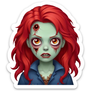 zombie girl whit big red hair sticker