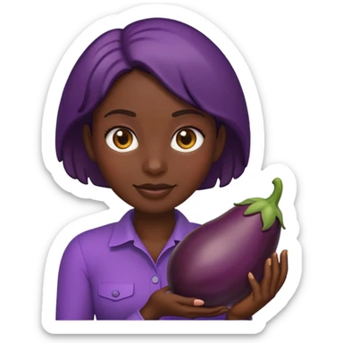 darkskin female emoji holding eggplant sticker