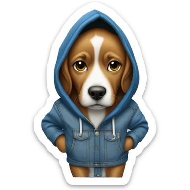 Dog with hoodie and blue jeans with hands in pockets sticker