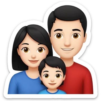 Couple of married man and woman with one kid teenager with black hair sticker